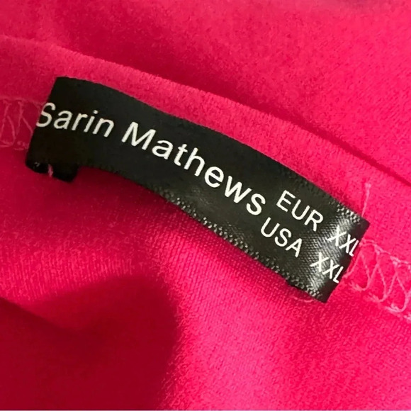 SARIN MATHEWS Hot Pink Off Shoulder Fit & Flare High Low Hemline Dress Size XXL - Picture 4 of 7